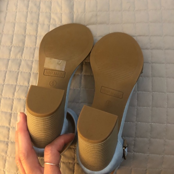 Baby Blue open toed chunky heels - Picture 5 of 5